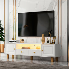 TV Media Console with LED Remote Control Light - White