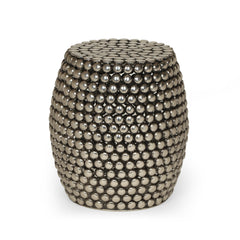 Barrel Shape Metallic Colors Side Table - Nickel Iron