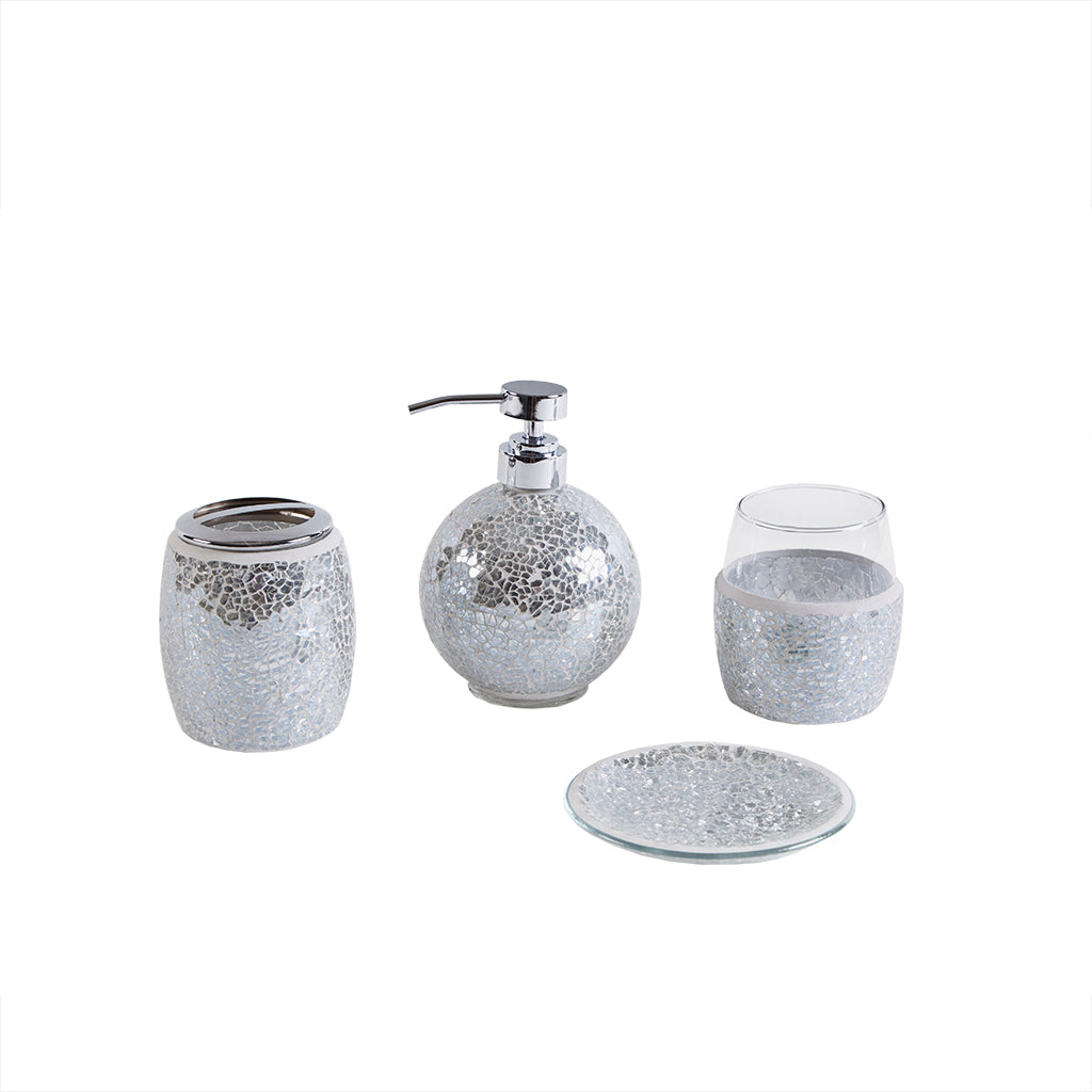 4 Piece Bath Accessory Set Silver