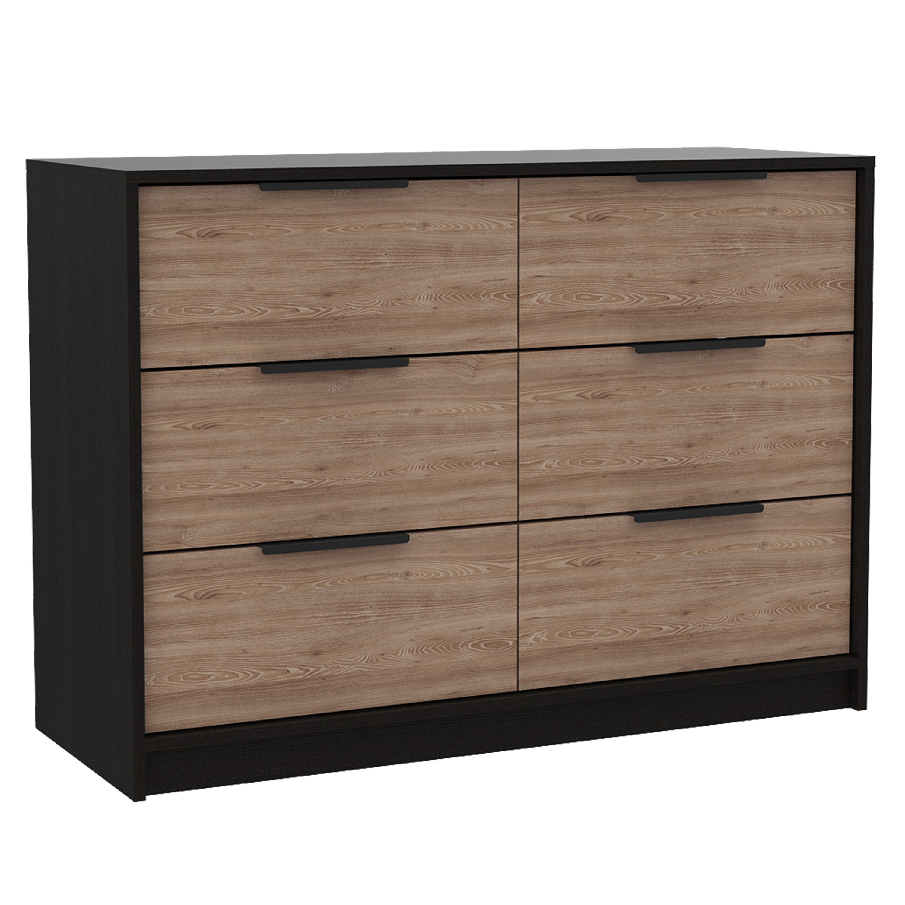 4 Drawer Double Dresser - Black / Pine
