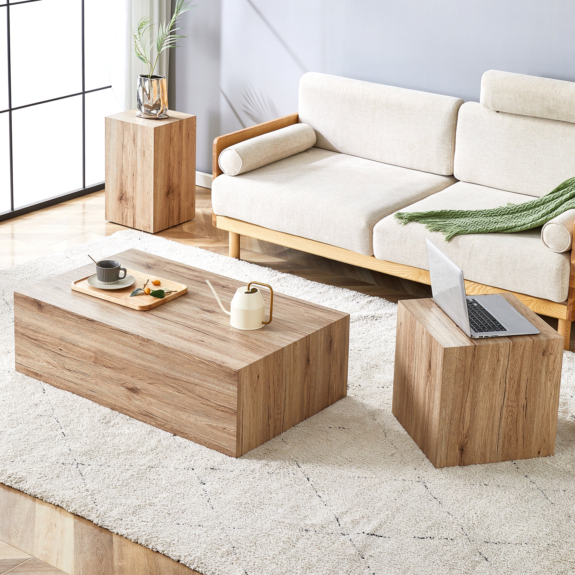 Modern Three-piece Coffee Table Stylish Design Wood