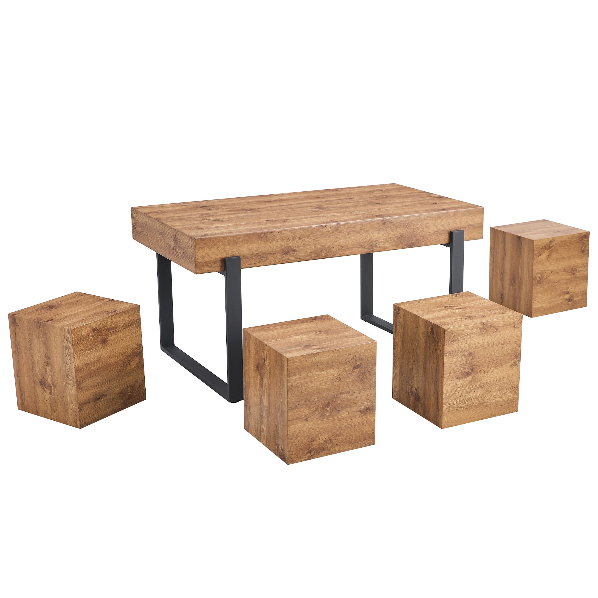 3-Piece Dining Table Set for 4 People, 59" Kitchen Table Set with 2 Bench, Dining Room Table with Heavy-Duty Frame, Easy Assembly - Natural Wood Wash