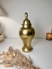 Gold Metal Ginger Jar Hammered Finish with Classic Lid 15" tall