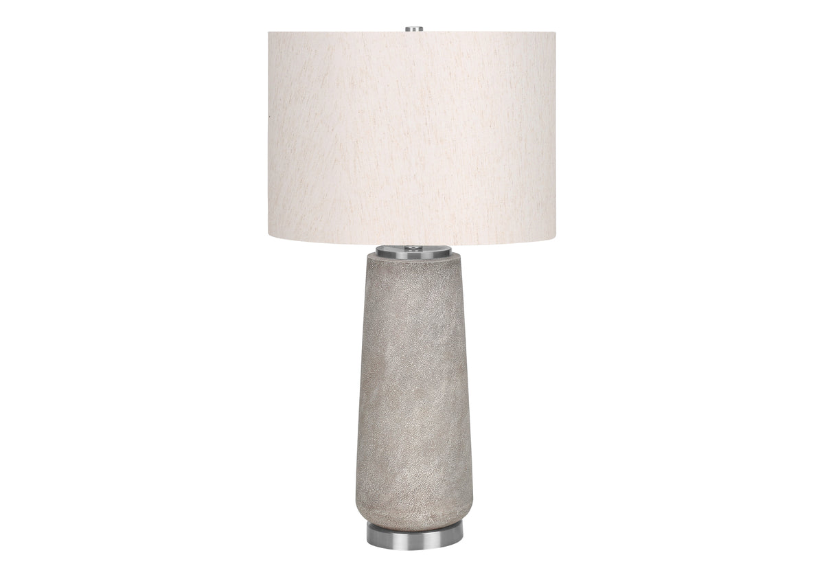 Lighting, 29'h, Table Lamp, Grey Resin, Ivory / Cream Shade, Modern