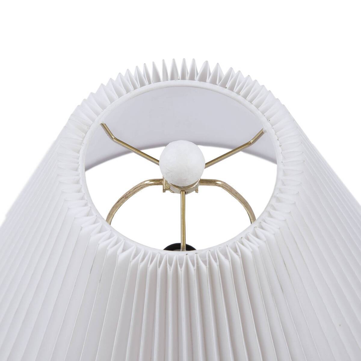 Textured Ceramic Table Lamp with Fluted Fabric Shade White