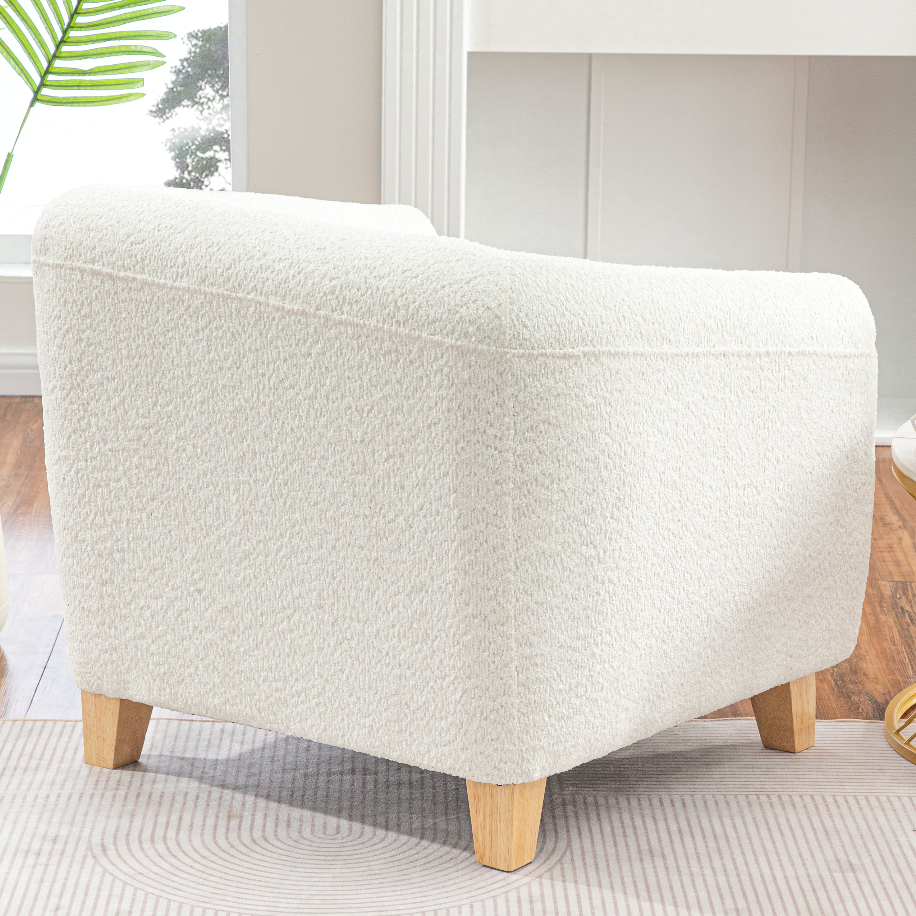 Flannelette Sofa Arm Chair with 4 metal feet - Beige