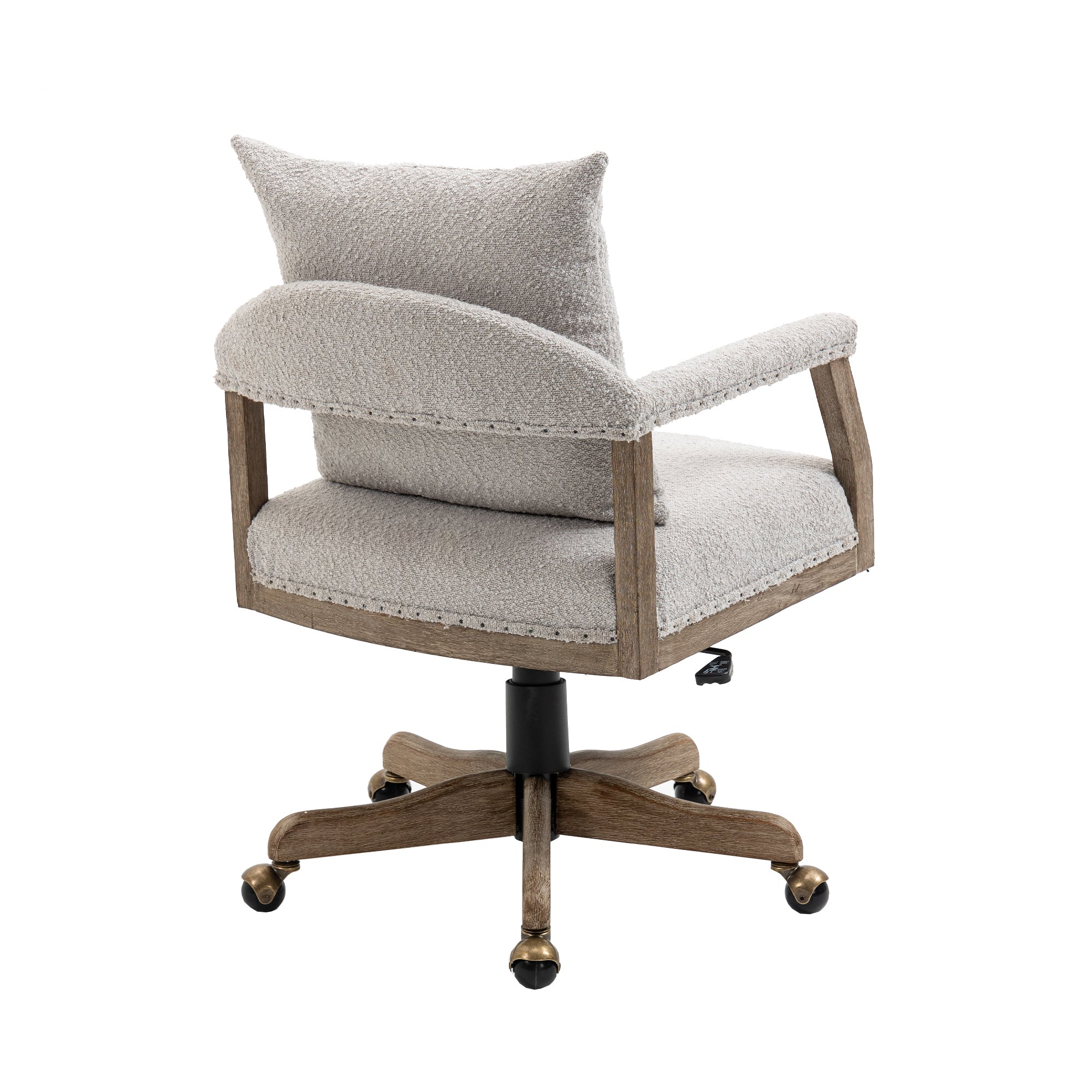 Office Chair Adjustable Swivel Chair Fabric Seat Home Study Chair - Light Gray