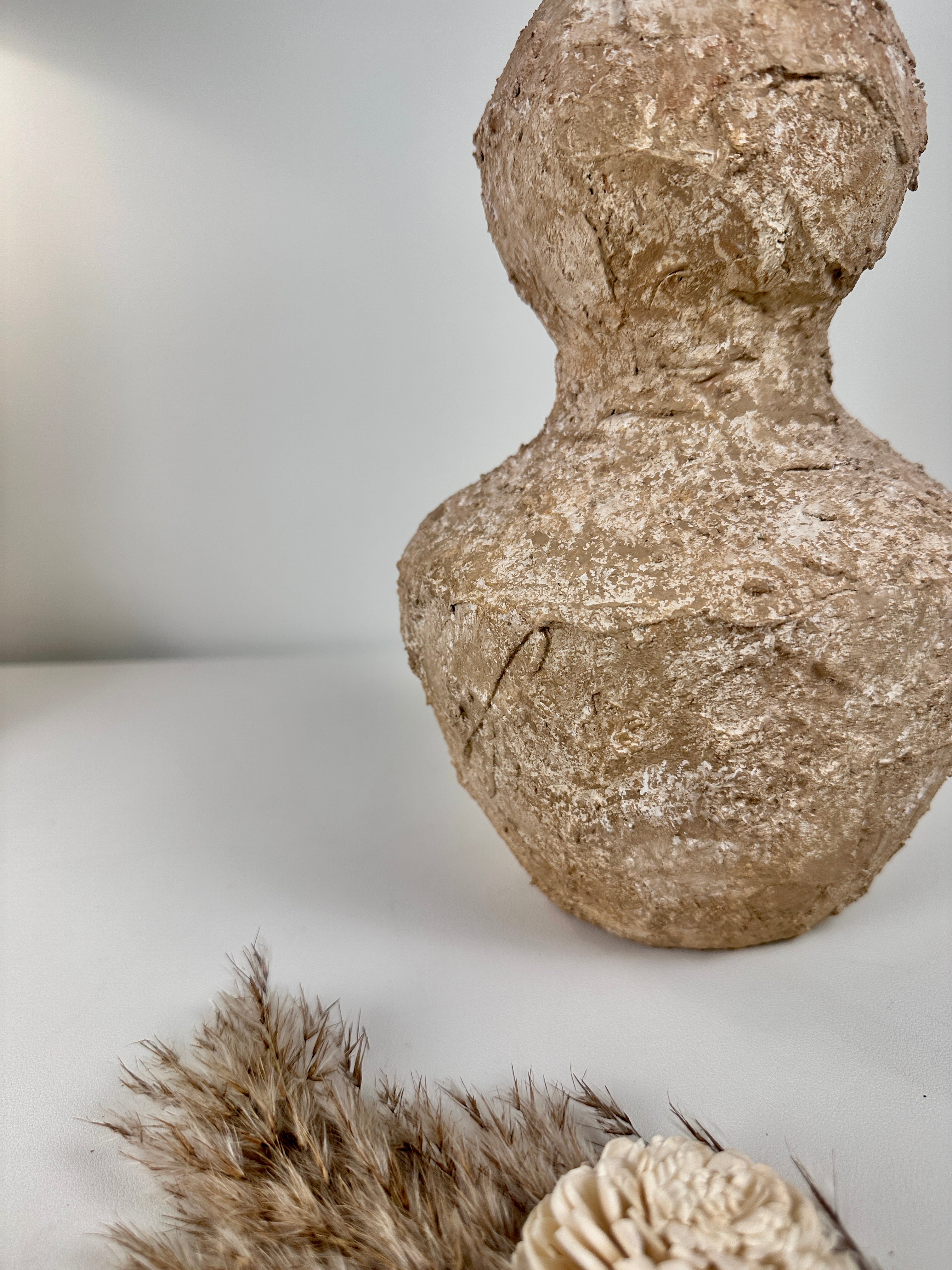 Minimalist Distressed Brown Washed Vase 14"