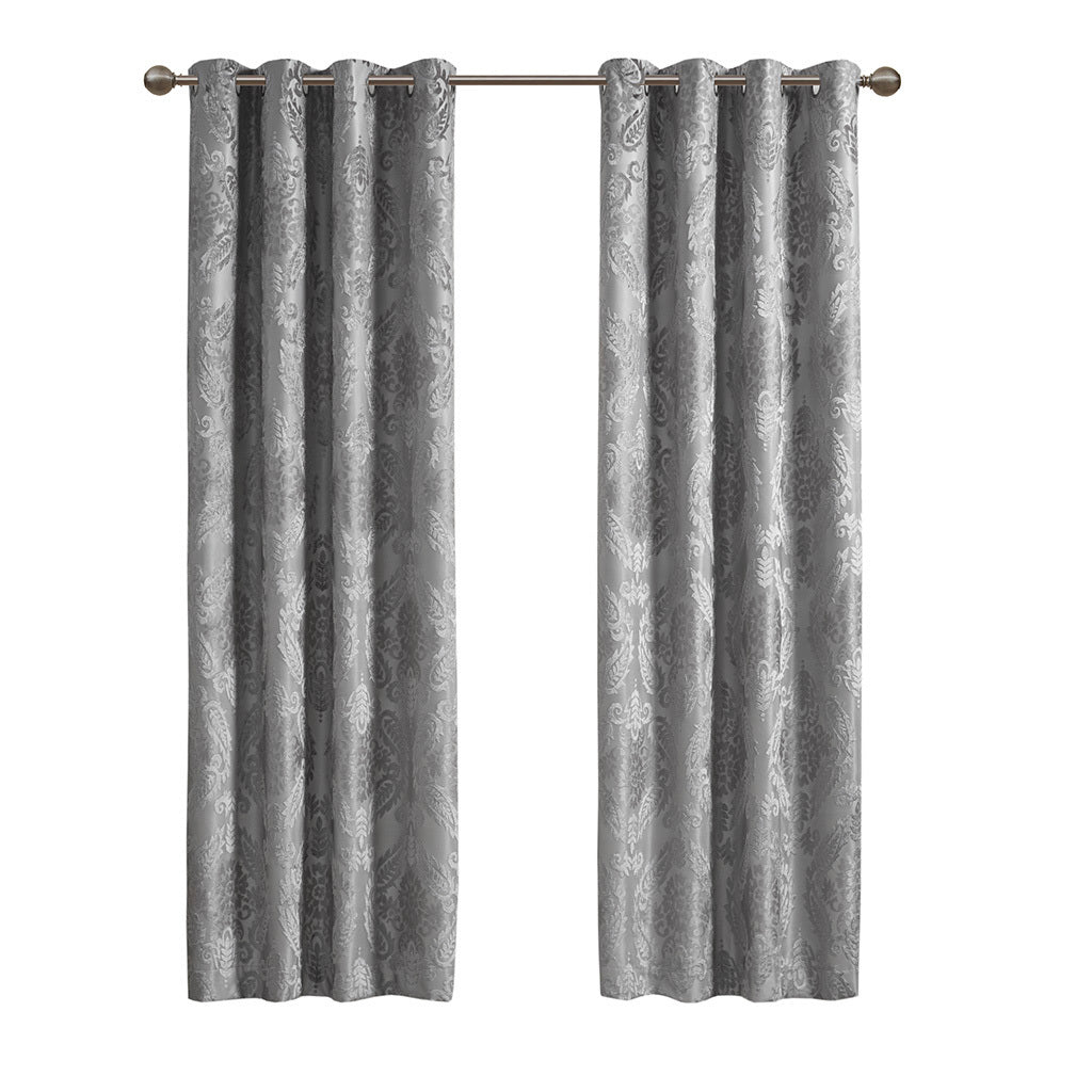 50x108" Knitted Jacquard Paisley Total Blackout Grommet Top Curtain Panel - Grey (1 panel only)