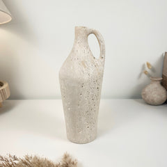 Handcrafted organic natural stone vase 12“ - Off White