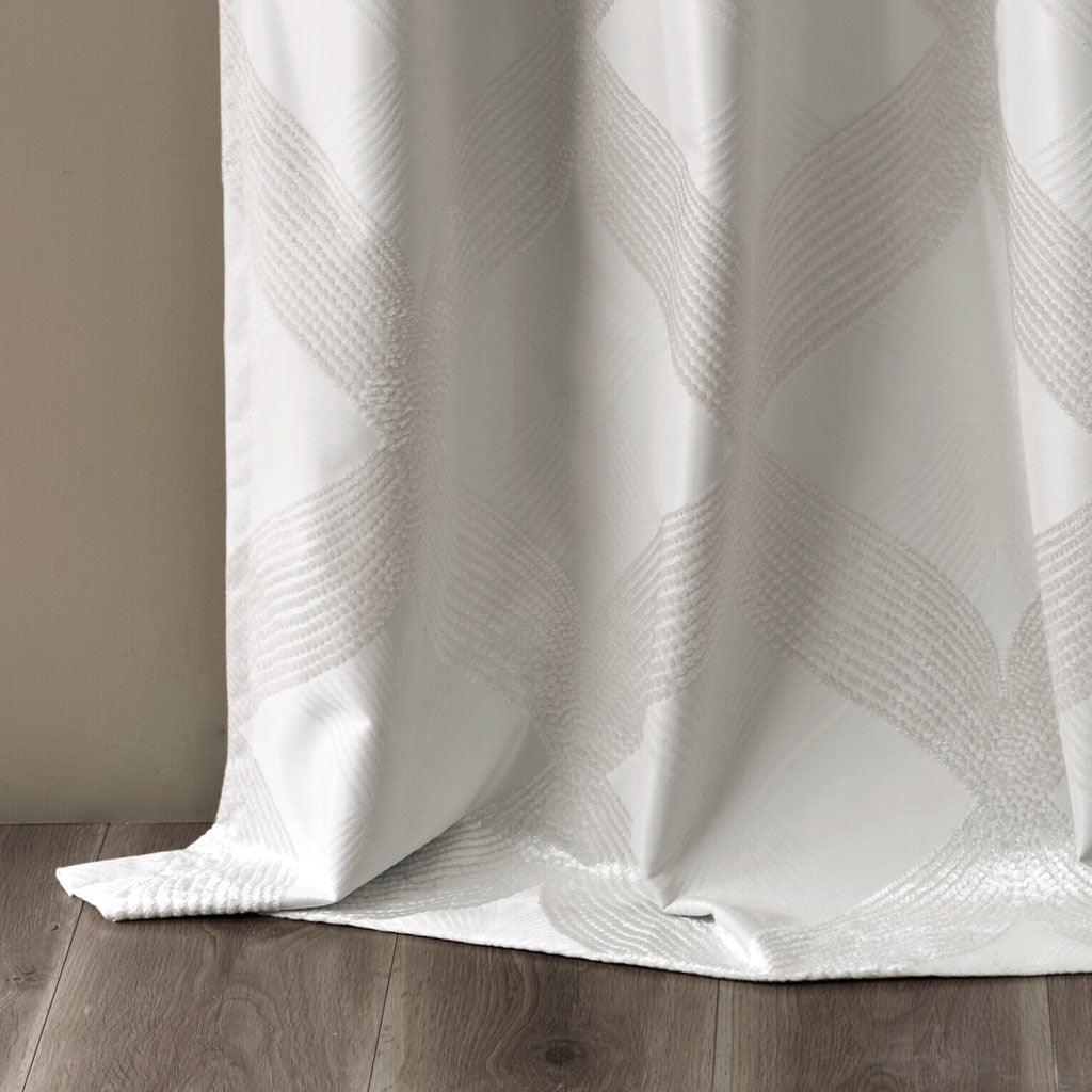 50x108" Ogee Knitted Jacquard Total Blackout Curtain Panel - Ivory (1 panel only)
