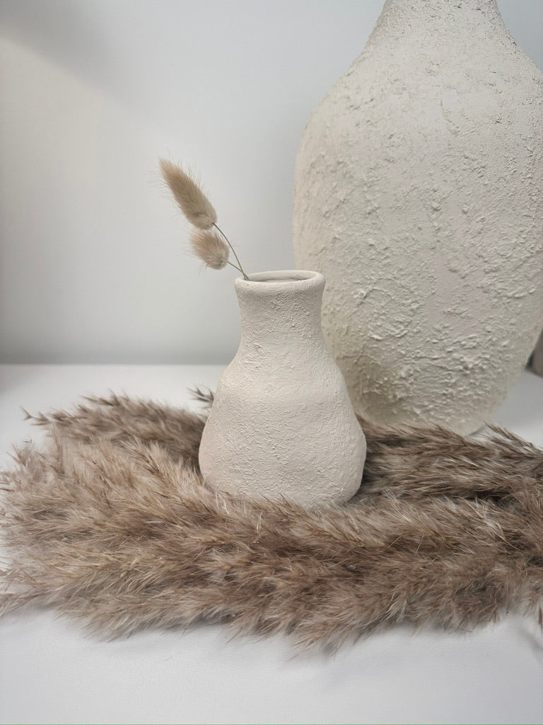 Set of 3 minimalist vases - hand painted and textured - off white