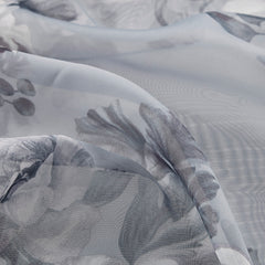 Printed Floral Rod Pocket and Back Tab Voile Sheer Curtain - Grey