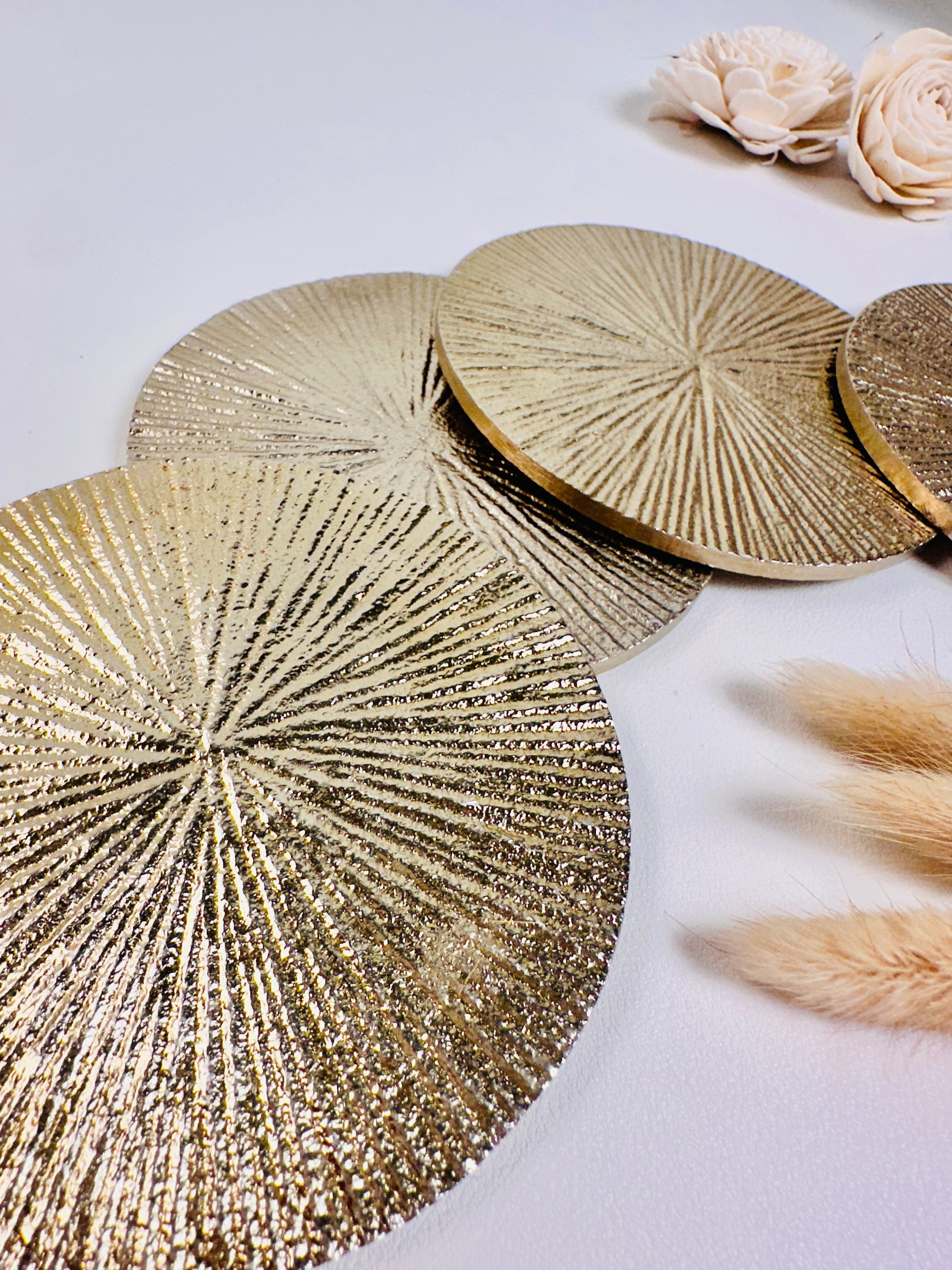 Set of 4 Round Metallic Gold Coasters