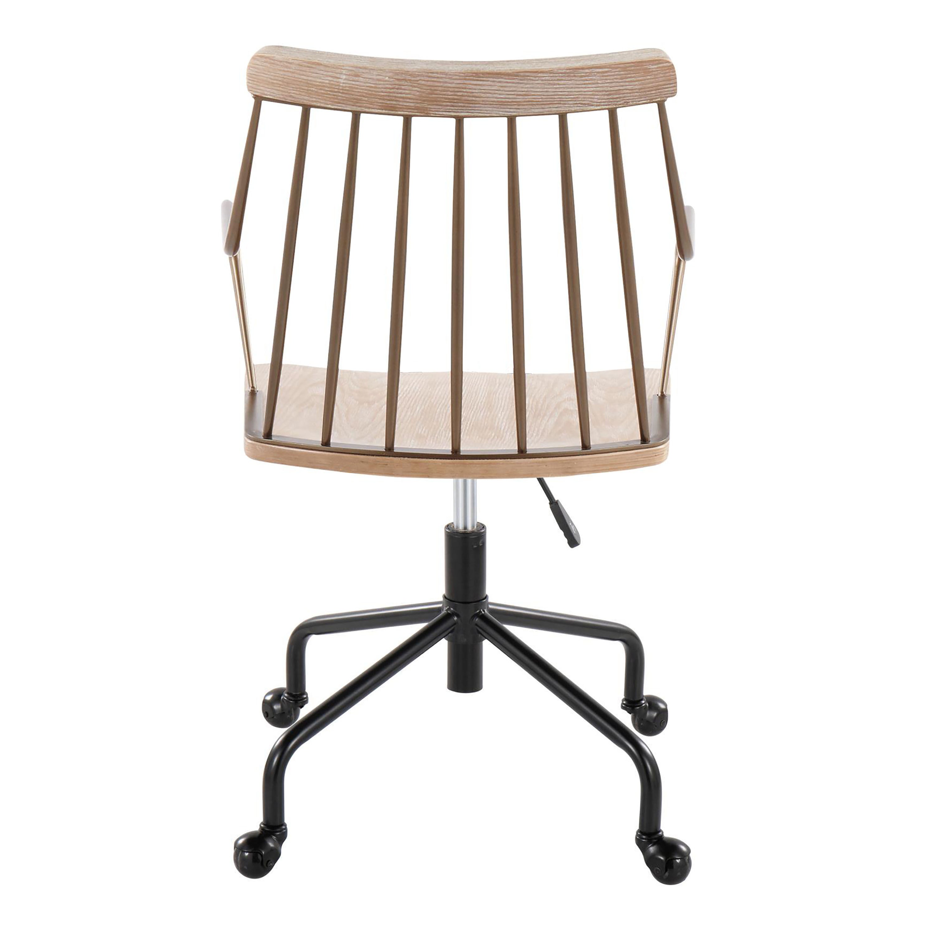 Farmhouse Adjustable Office Chair - Black Metal, Antique Copper and White Washed Wood