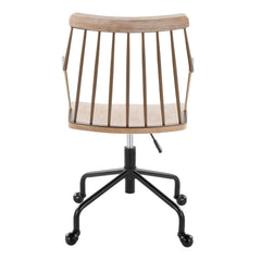 Farmhouse Adjustable Office Chair - Black Metal, Antique Copper and White Washed Wood