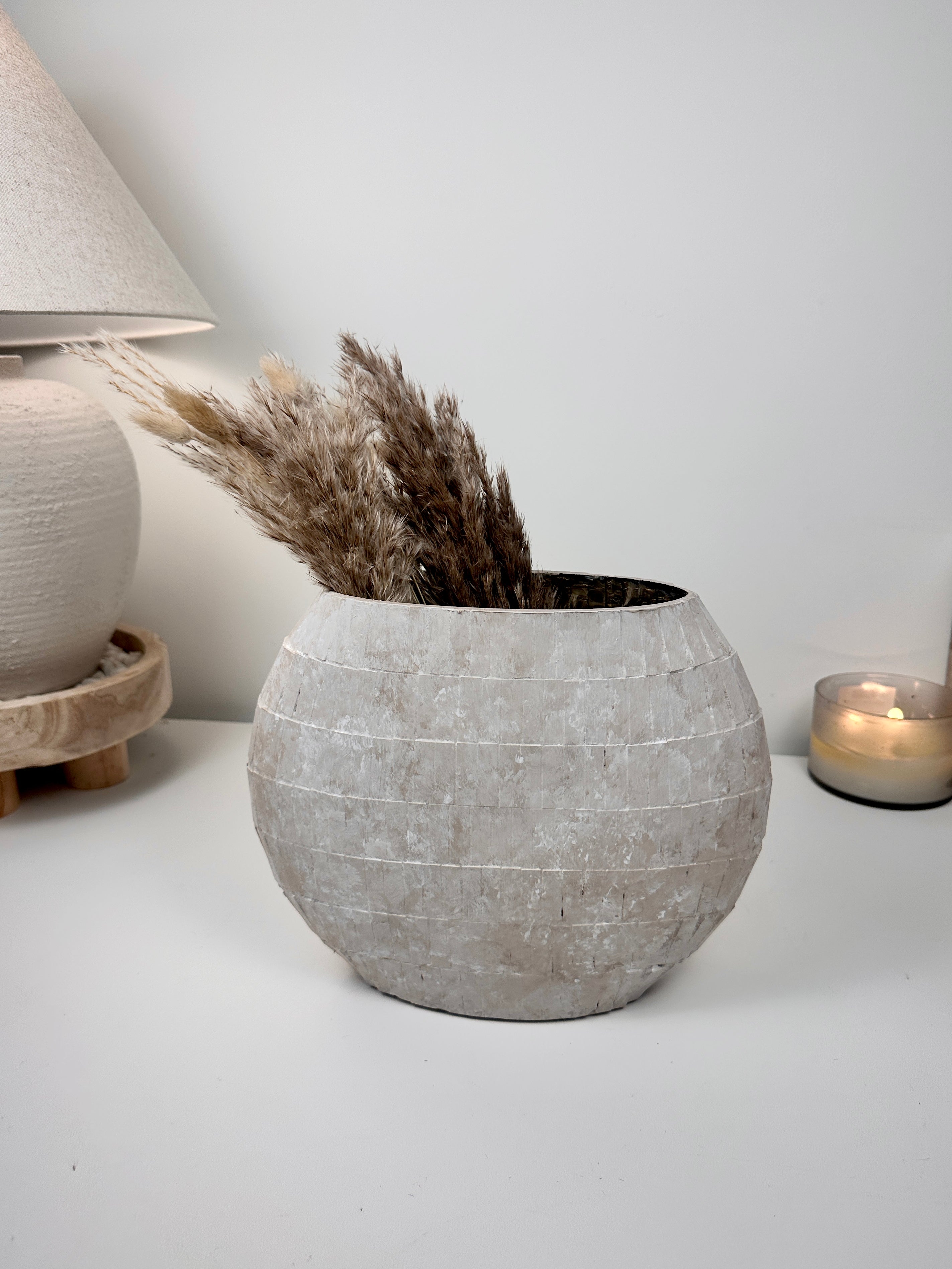 the Perfect Imperfect Mosaic Glass Vase 9" tall - beige washed