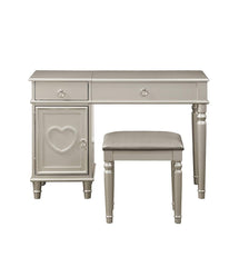 Vanity Set Featuring Stool And Mirror Silver