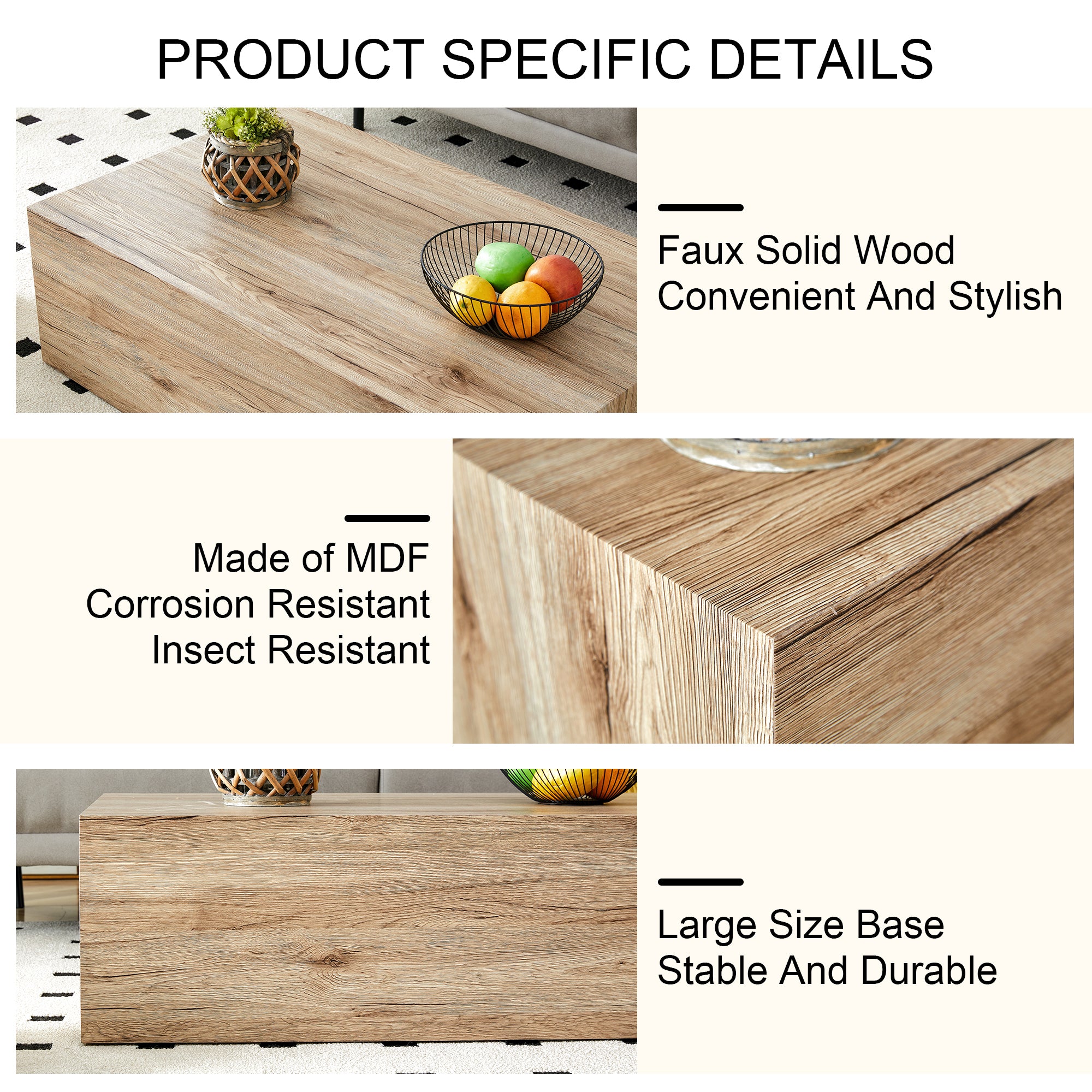 Design Coffee Table with Wood Texture Pattern