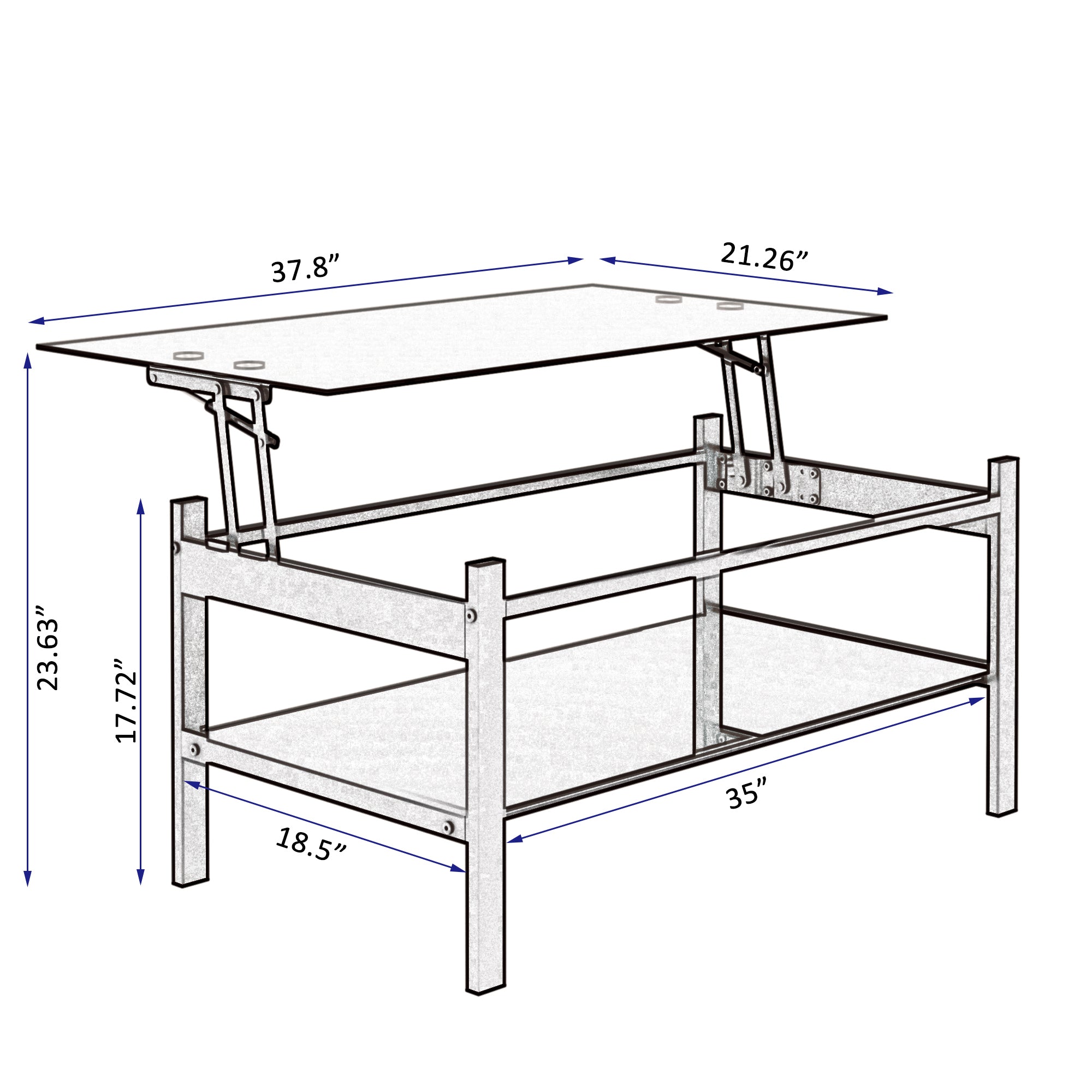 Modern Simple 2-Layer Tempered Glass Coffee Table - Black