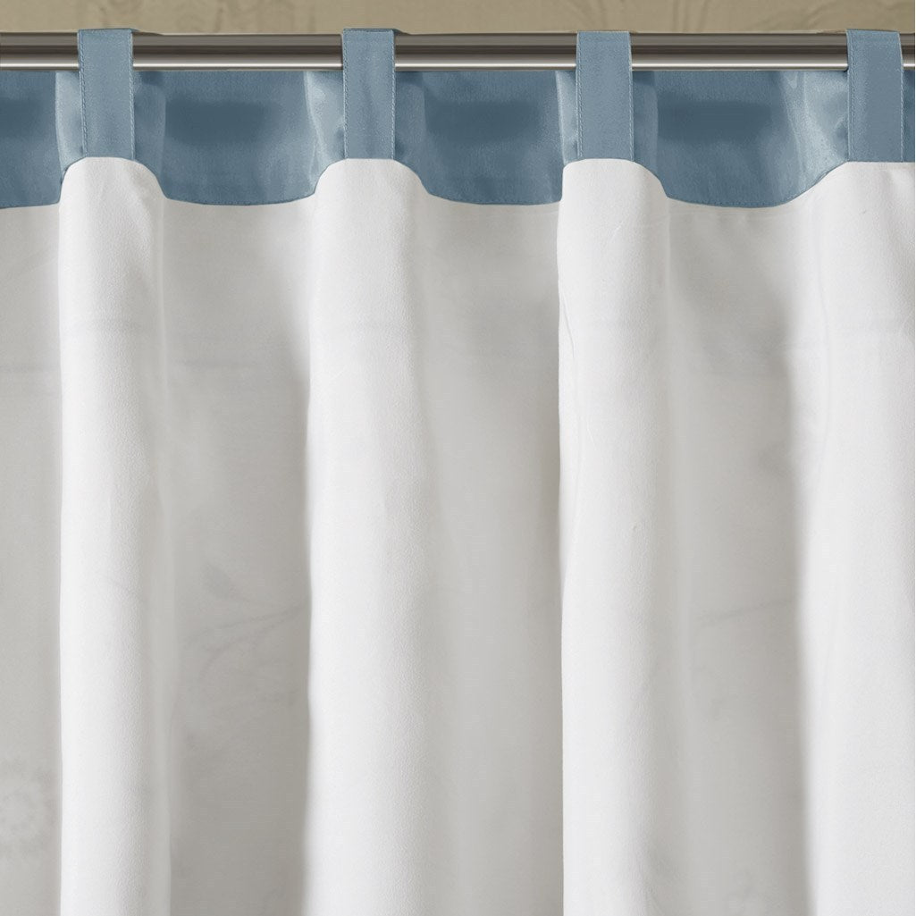 Embroidered Curtain Panel - Blue/ Brown