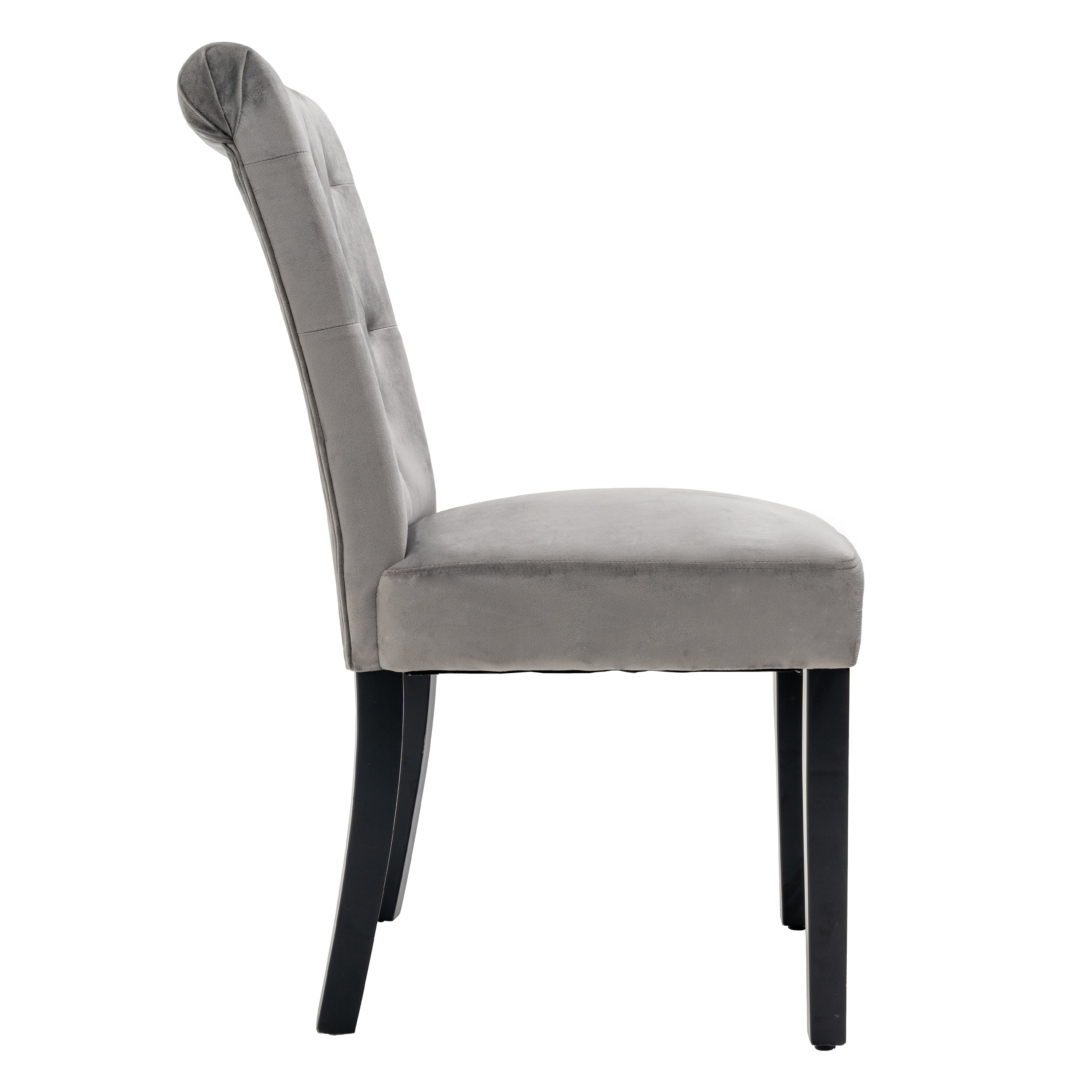 Velvet Dining Chair Set Tufted Heigh Back with Solid Wood Frame Accent Chairs (Set of 2) - Gray