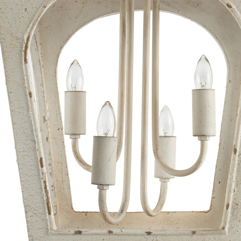 French Style 4-Light Wood Chandelier, Hanging Light Fixture with Adjustable Chain
