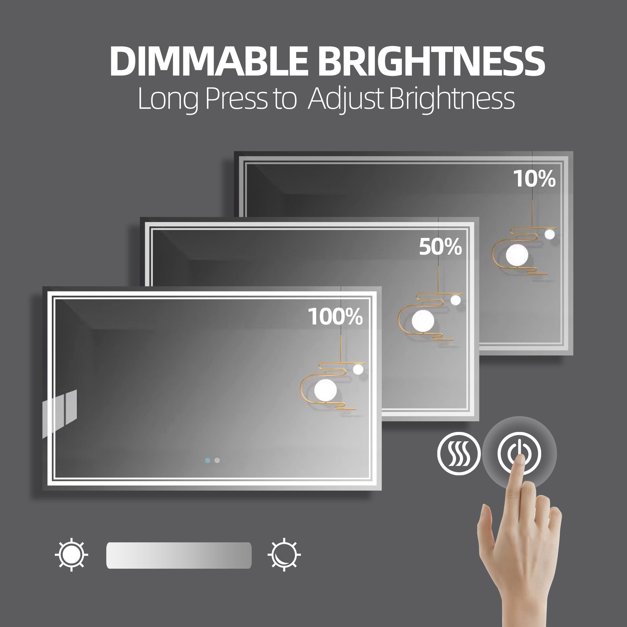 60x36 LED Mirror for Bathroom Adjustable 3 Color, Dimmable Vanity Mirror with Lights, Anti-Fog, Touch Control Wall Mounted Bathroom Mirror - Vertical