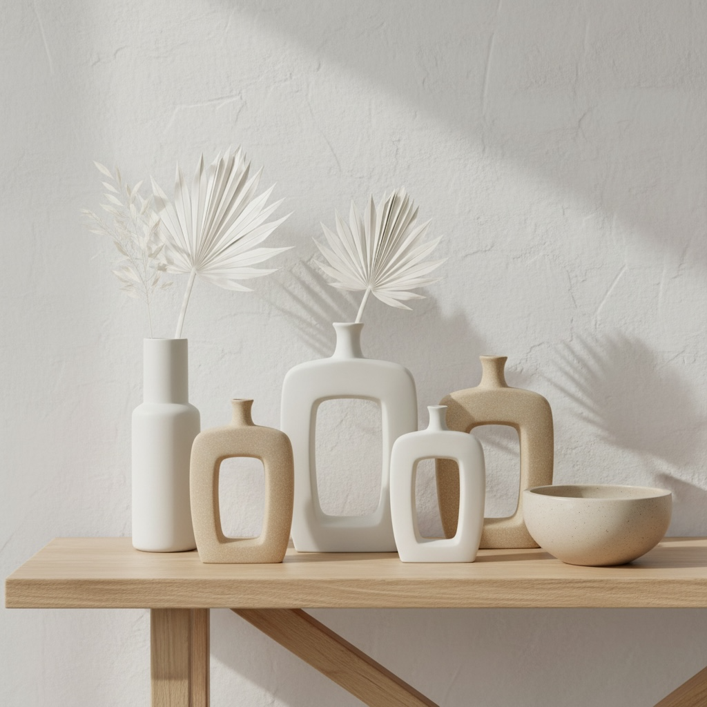 Modern Contemporary Coastal Ceramic Vase 14”