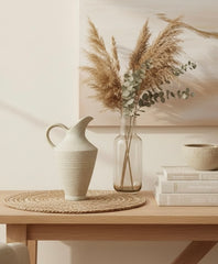 Pitcher Decorative Vase Cream Beige 12"