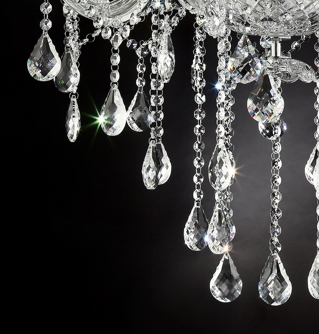 Luxury Silver Crystal 8-Led Light Chandelier 37" In