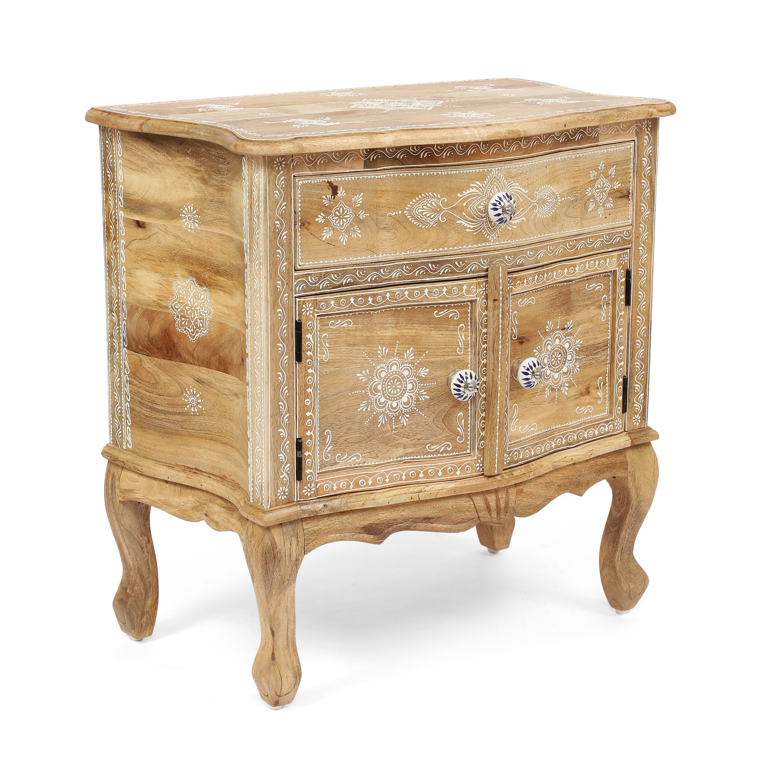 Rustic Wooden Cabinet 1 Drawer 2 Door Cabinet - Natural Wood