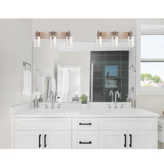 Vanity Bathroom Light Fixture Brushed Nickel 3 Lights Rustic Wall Sconce Lighting with Clear Glass Shade