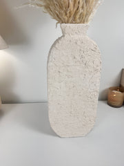 Minimalist Textured Hand-painted Sculpture Floor or Table Vase 17" tall - Cream