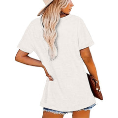 Women's Floral & Leaf Print Round Neck Tee - Summer Casual Basic T-Shirt