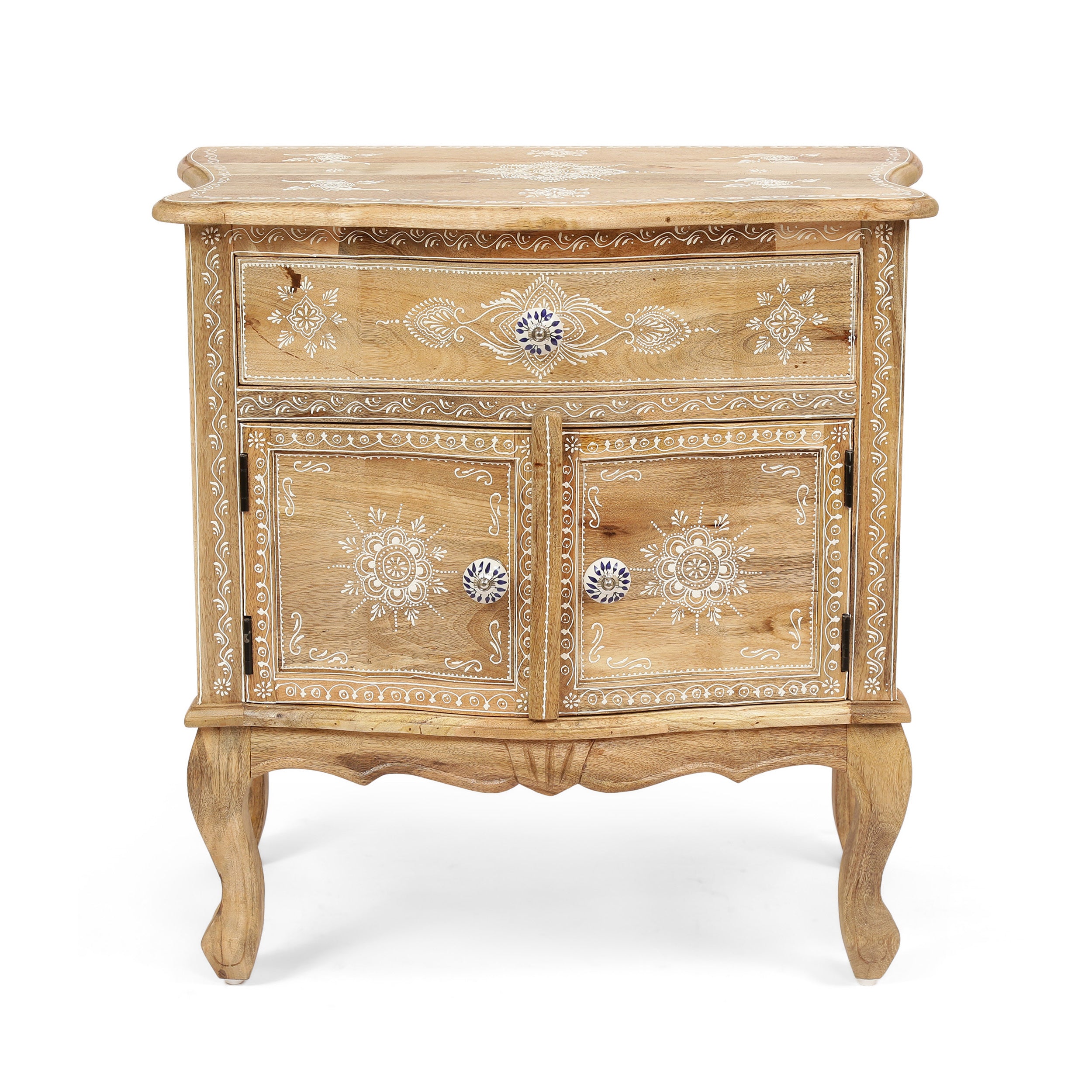 Rustic Wooden Cabinet 1 Drawer 2 Door Cabinet - Natural Wood