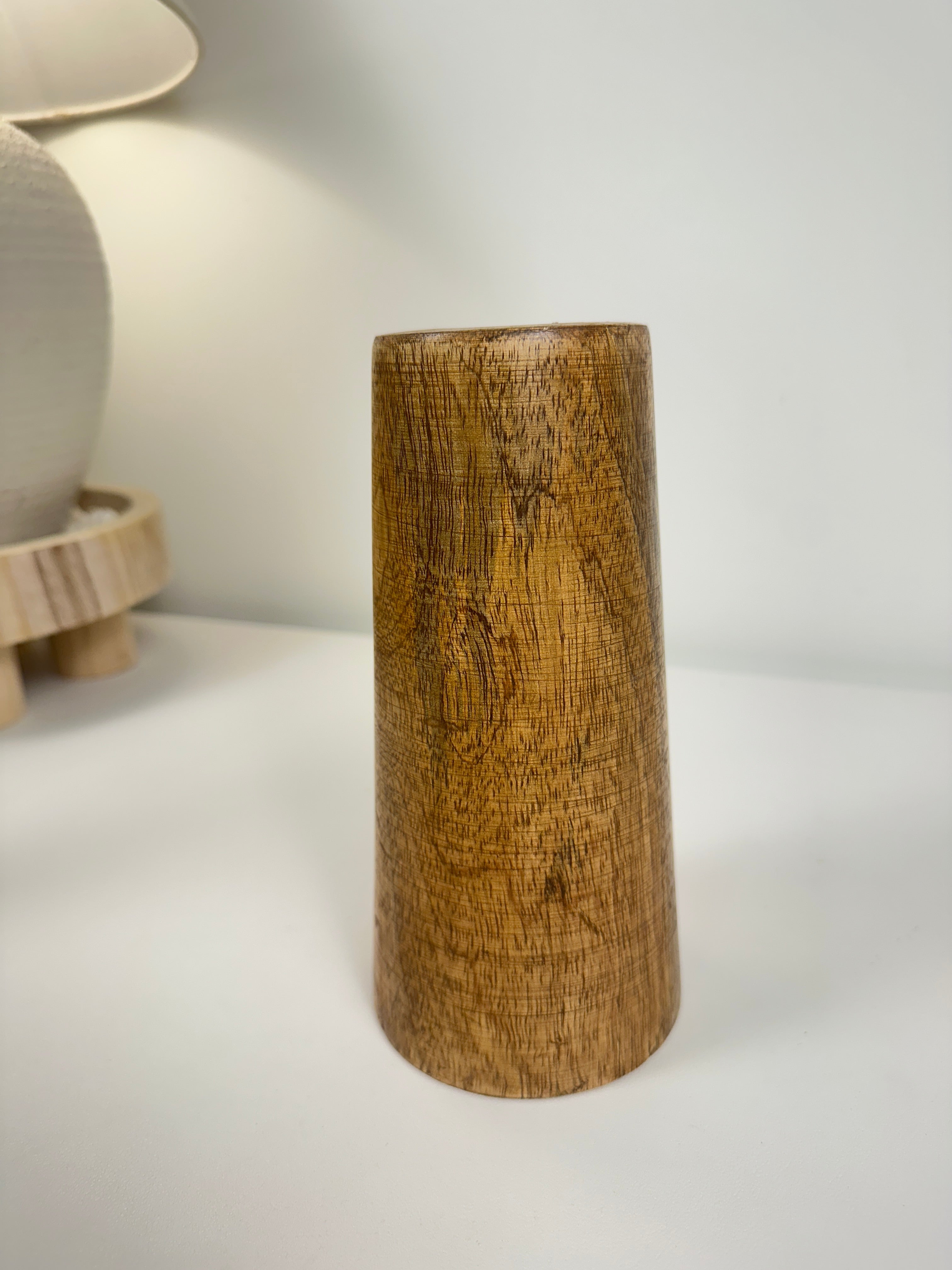 Rustic Decorative Vase Wood 8" tall - Brown