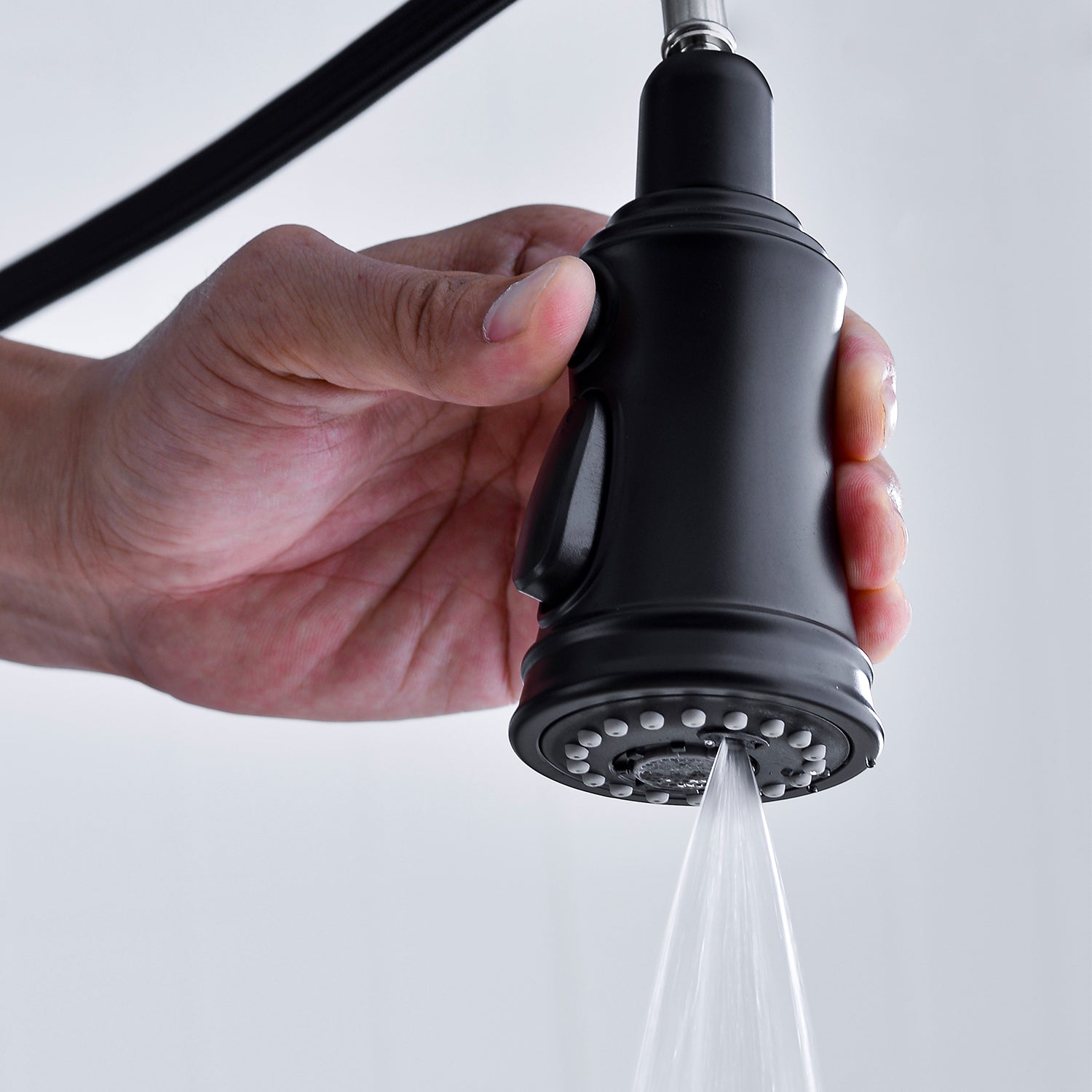 Bridge Kitchen Faucet with Pull-Down Sprayhead in Spot - Matte Black