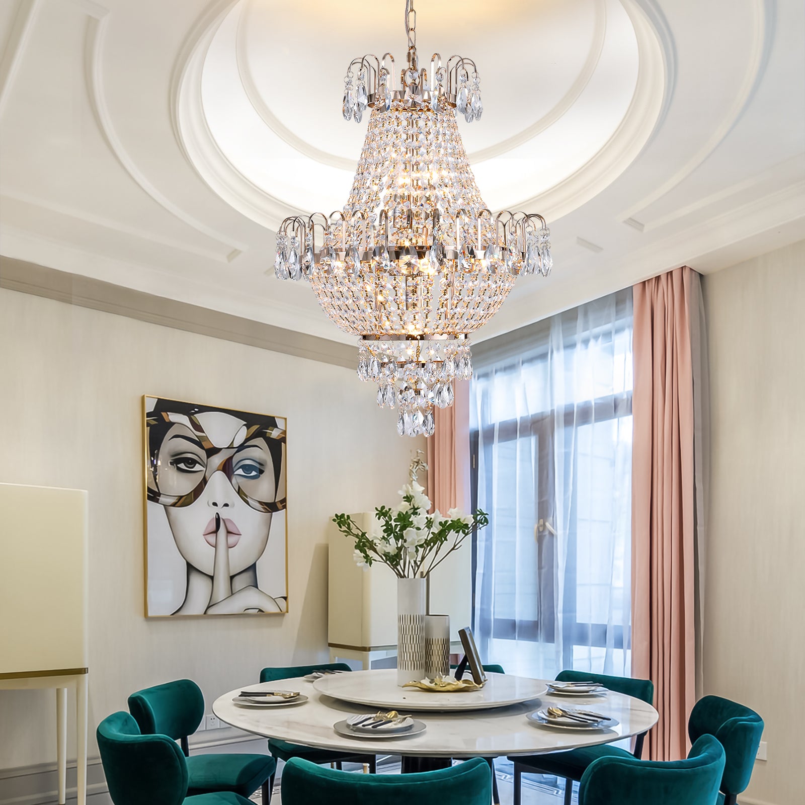Royal Contemporary Gold Crystal Chandelier - Gold