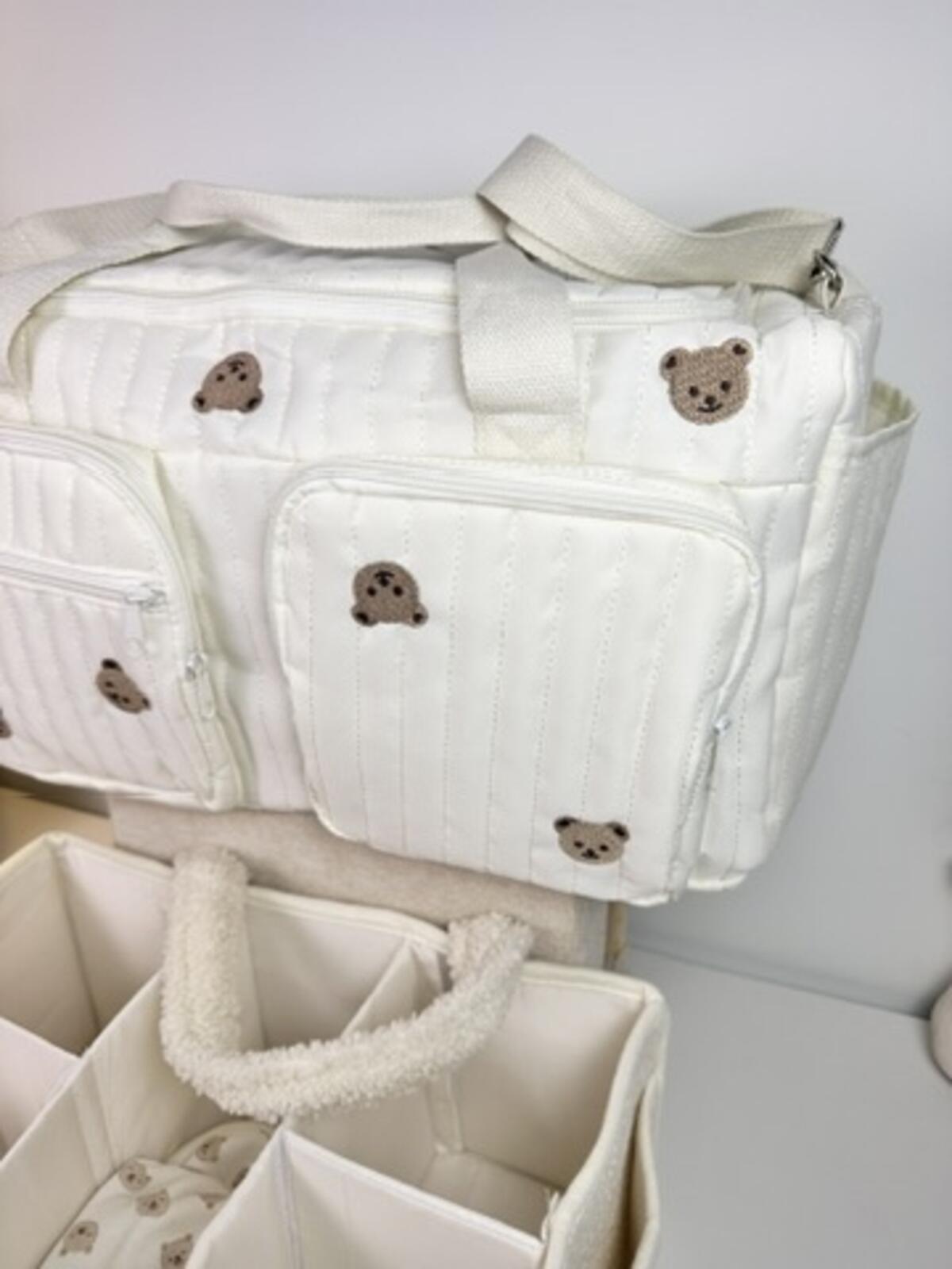 Set of 2 Duffel Bag and Caddy Diaper for Baby Essentials - Cream
