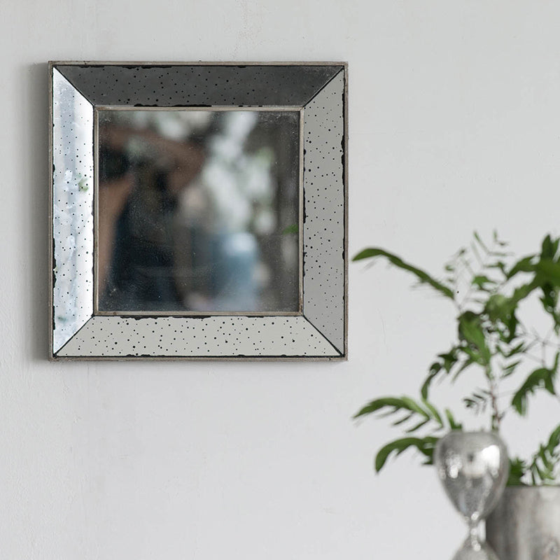 18"x18" Distressed Silver Square Accent Mirror - Traditional Style