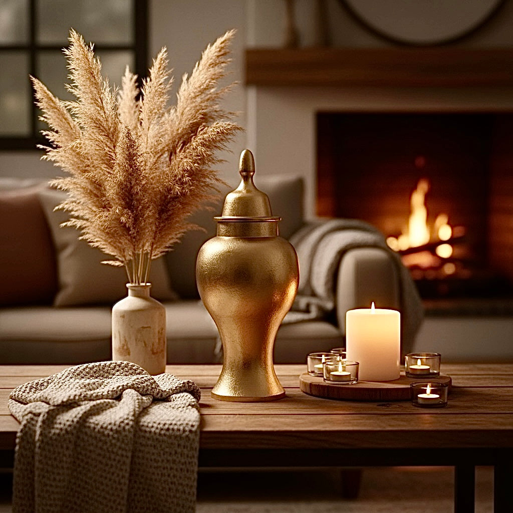 Elegant Gold Vase Jar 15"