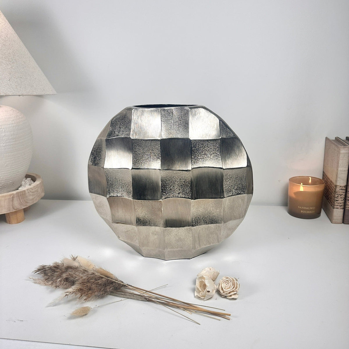 Art Piece Metallic Vase Silver 13.5" tall