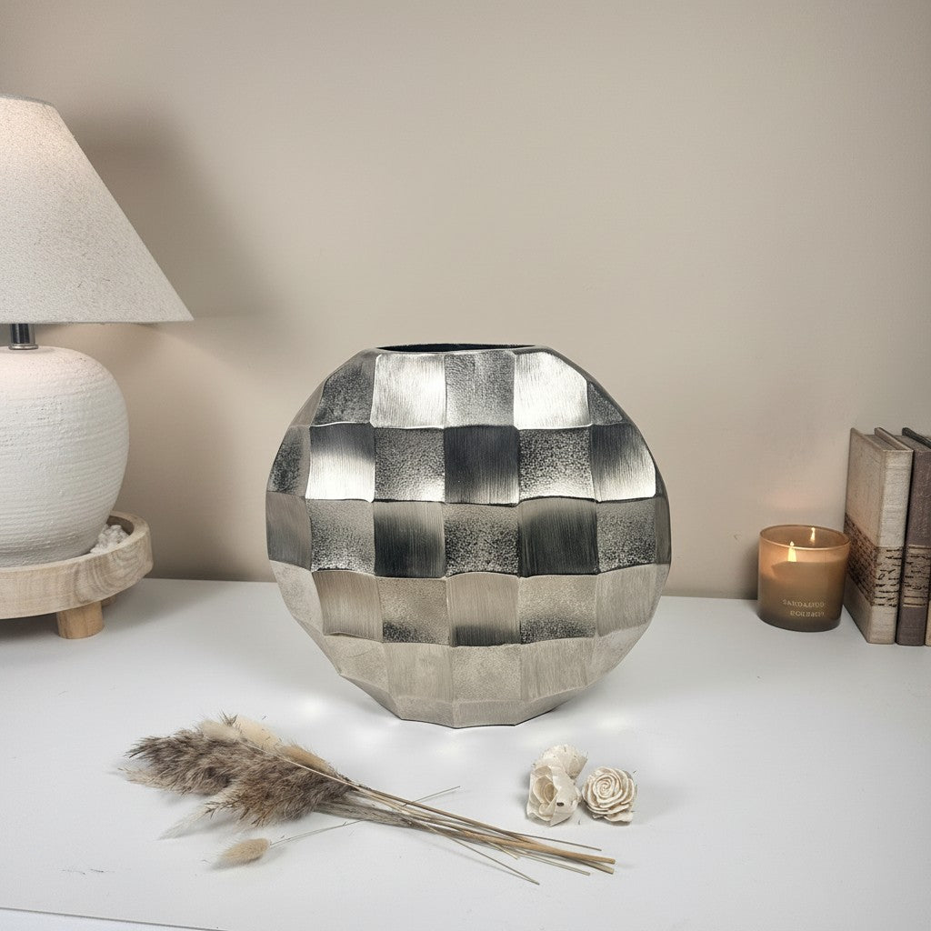 Art Piece Metallic Vase Silver 13.5" tall
