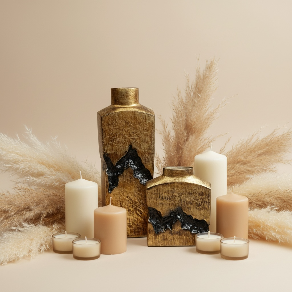 Sculptural Metal Bronze Black Tree Style Vase