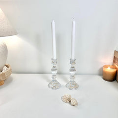 Elegant Iridescent Candle Holder Set of 2 - 10" tall