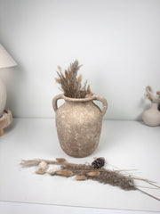 Rustic Minimalist Textured Hand-painted 10.5" tall - Brown wash