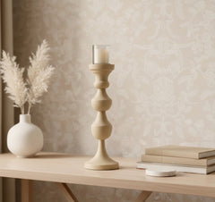 Sand Color Stone Style Candle Holder 15"