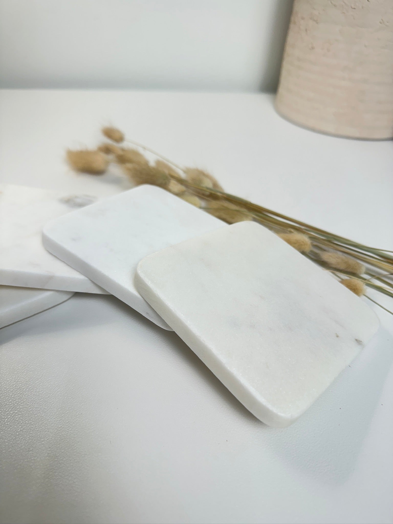 Set of 4 Luxury Marble White Coasters