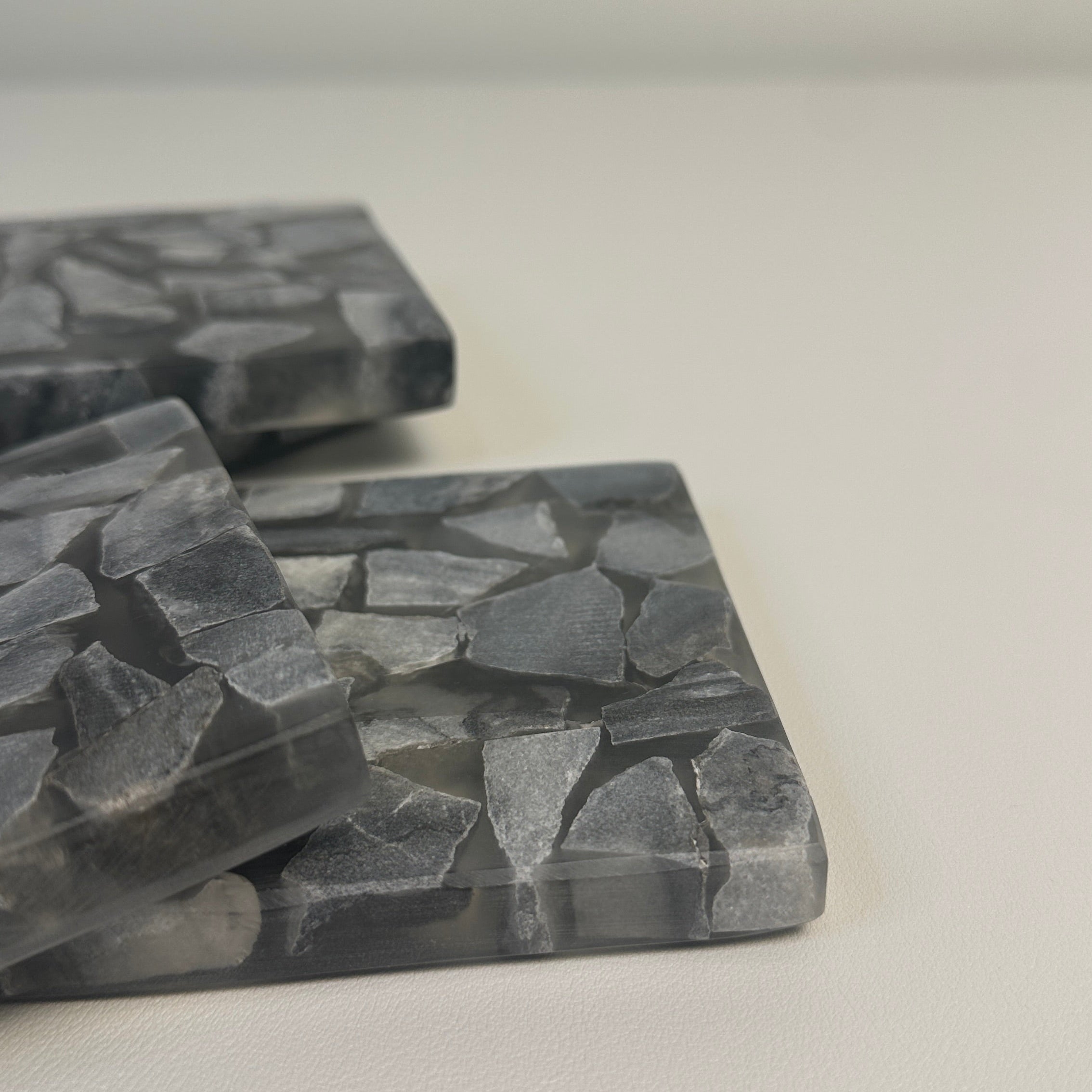 Black Grey Mosaic Marble Coasters Set of 4